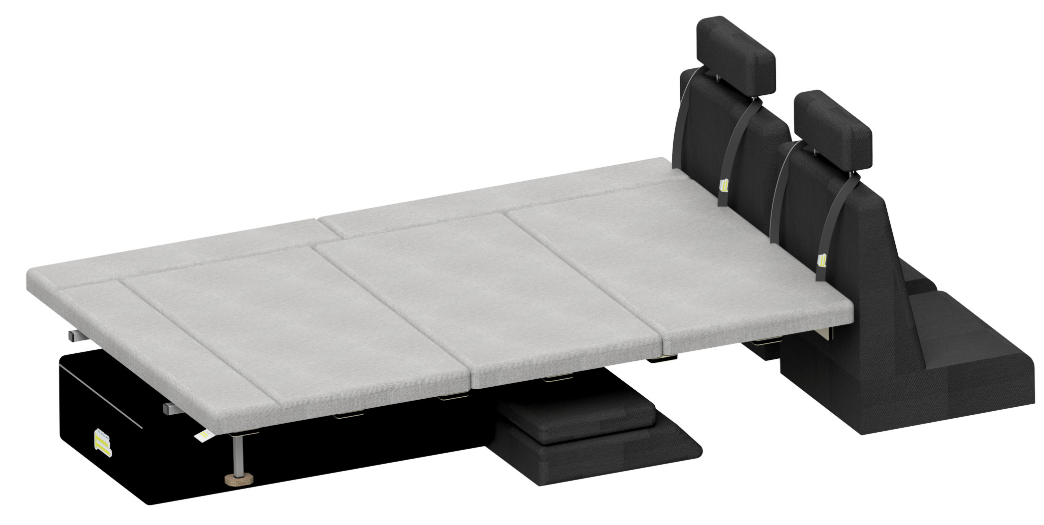 Kit camper forAll Pericamp desplegado: cama para coche modular sin herramientas